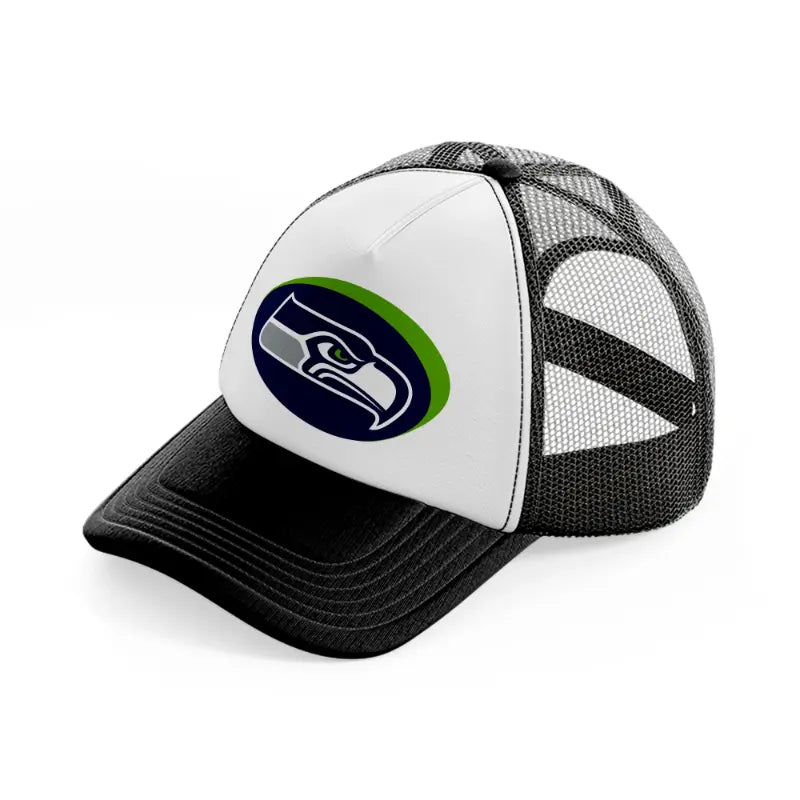 seattle seahawks 3d black and white trucker hat
