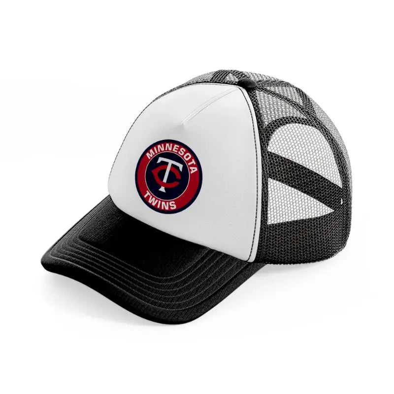 minnesota twins badge black and white trucker hat