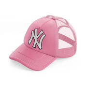 newyork yankees white emblem pink trucker hat