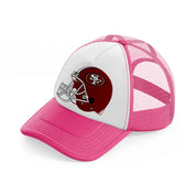 49ers red helmet neon pink trucker hat