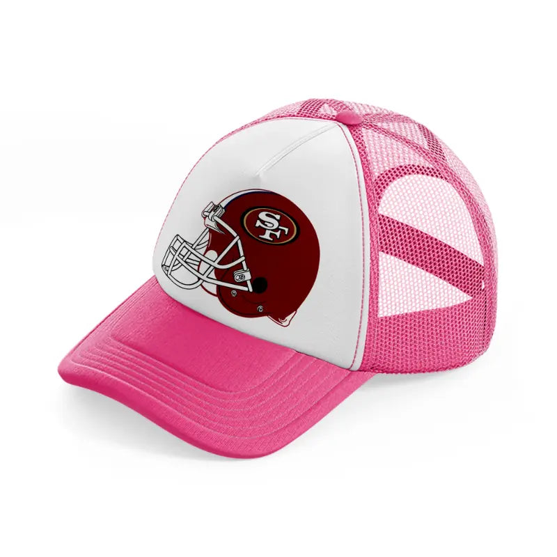 49ers red helmet neon pink trucker hat
