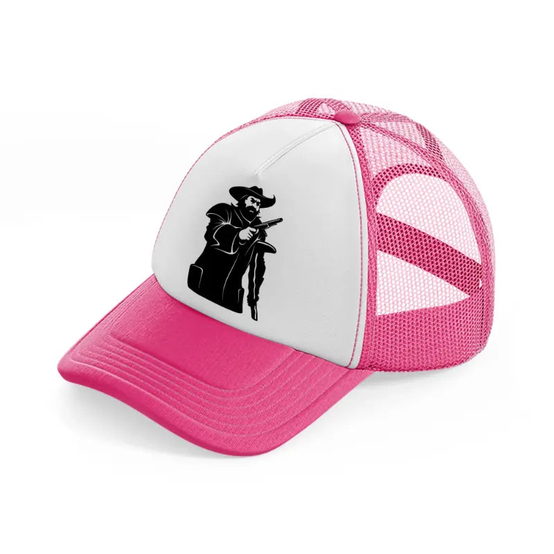 pirate captain & gun neon pink trucker hat