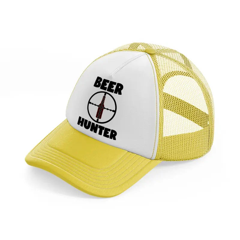 beer hunter yellow trucker hat