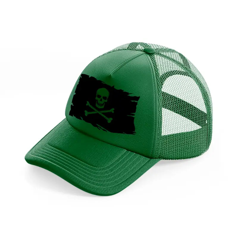 pirate flag green trucker hat