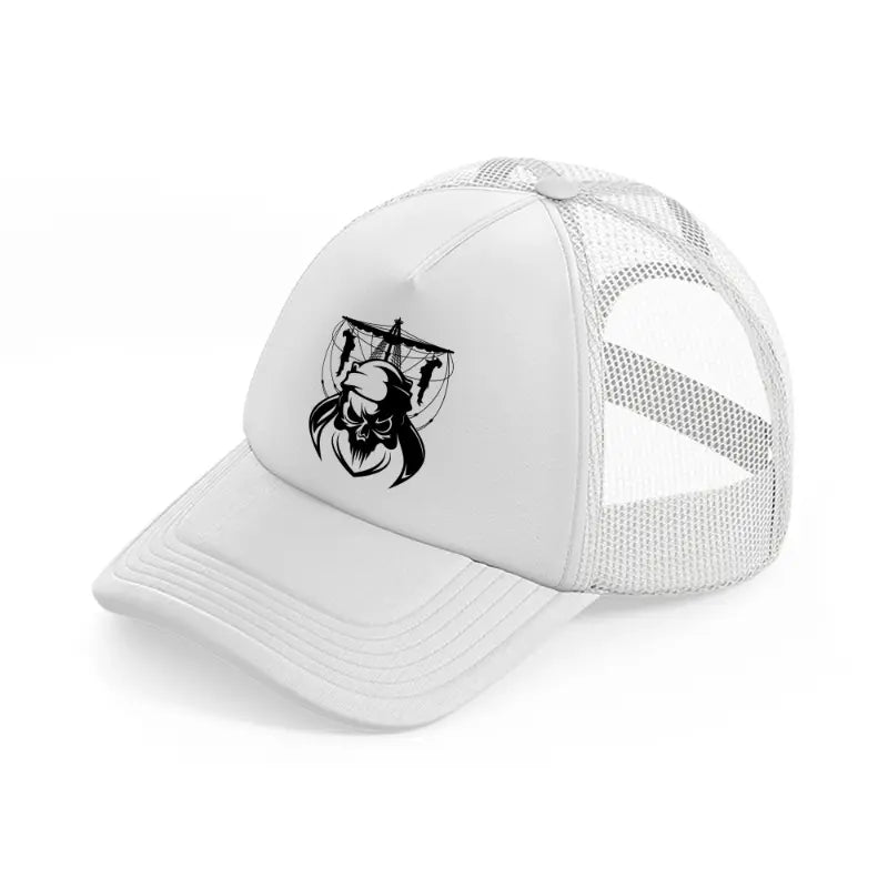 pirate hanging symbol white trucker hat