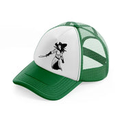 lady with sword green and white trucker hat