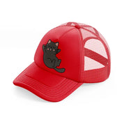 black cat red trucker hat
