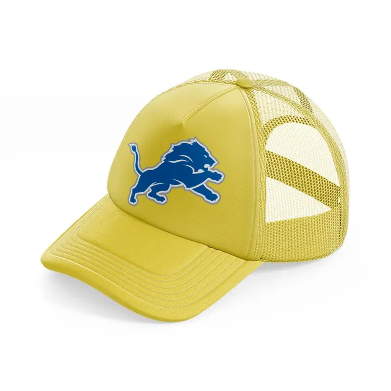 detroit lions emblem gold trucker hat