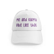 Me And Karma Vibe Like That Purplewhitefront view
