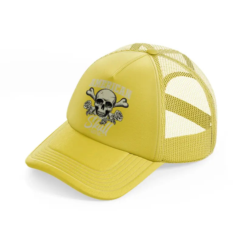 american skull gothic gold trucker hat