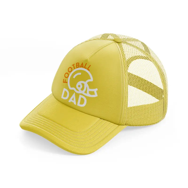 football dad helmet gold trucker hat