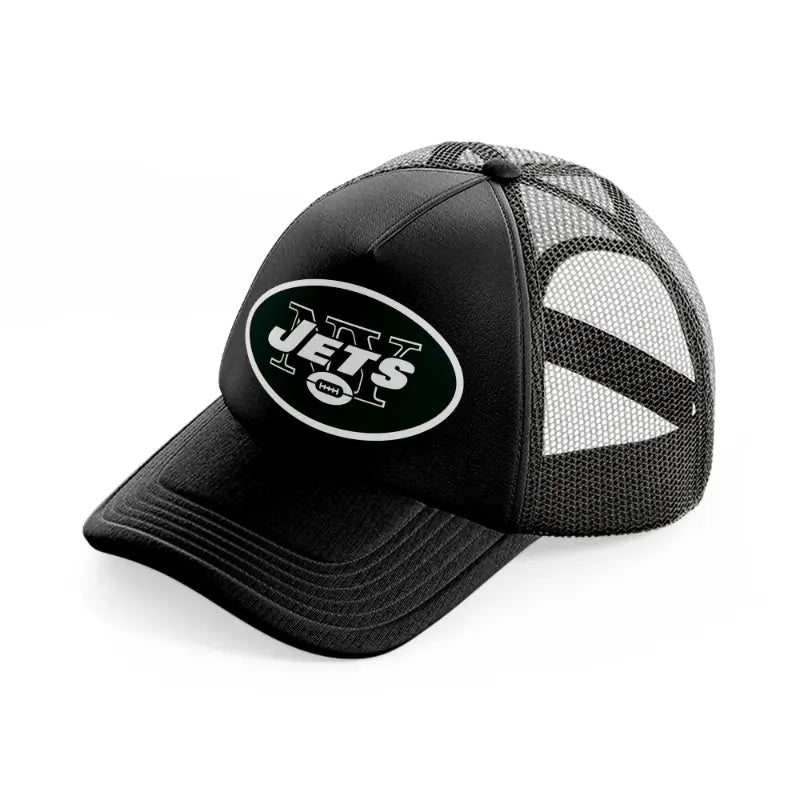 new york jets badge black trucker hat