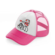 i love dad neon pink trucker hat