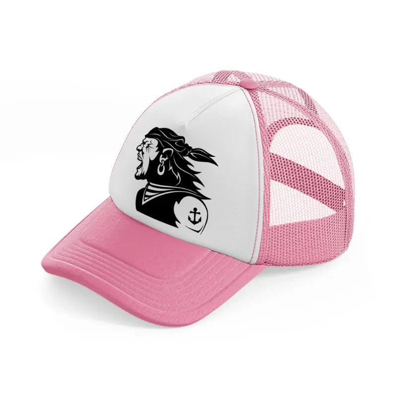 pirate crew pink and white trucker hat