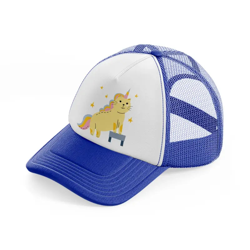 025 unicorn blue and white trucker hat