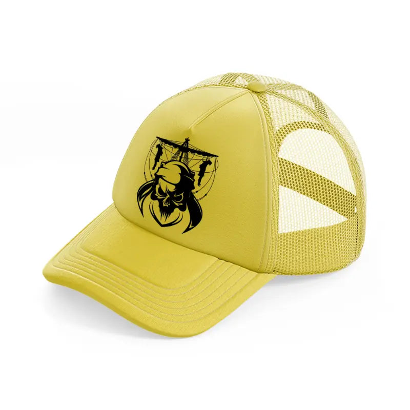 pirate hanging symbol gold trucker hat