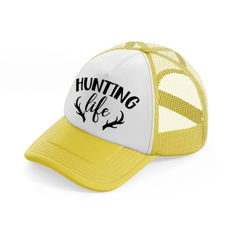 hunting life horns yellow trucker hat