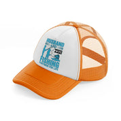 husband and wife fishing partners for life orange trucker hat