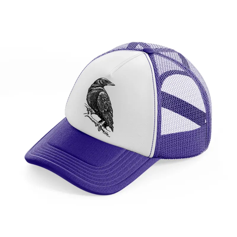 crow purple trucker hat