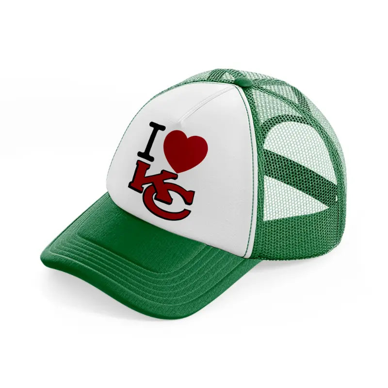 i love kc green and white trucker hat