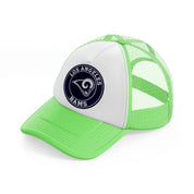 los angeles rams lime green trucker hat