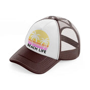 beach life retro sun brown trucker hat