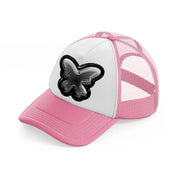 butterfly pink and white trucker hat