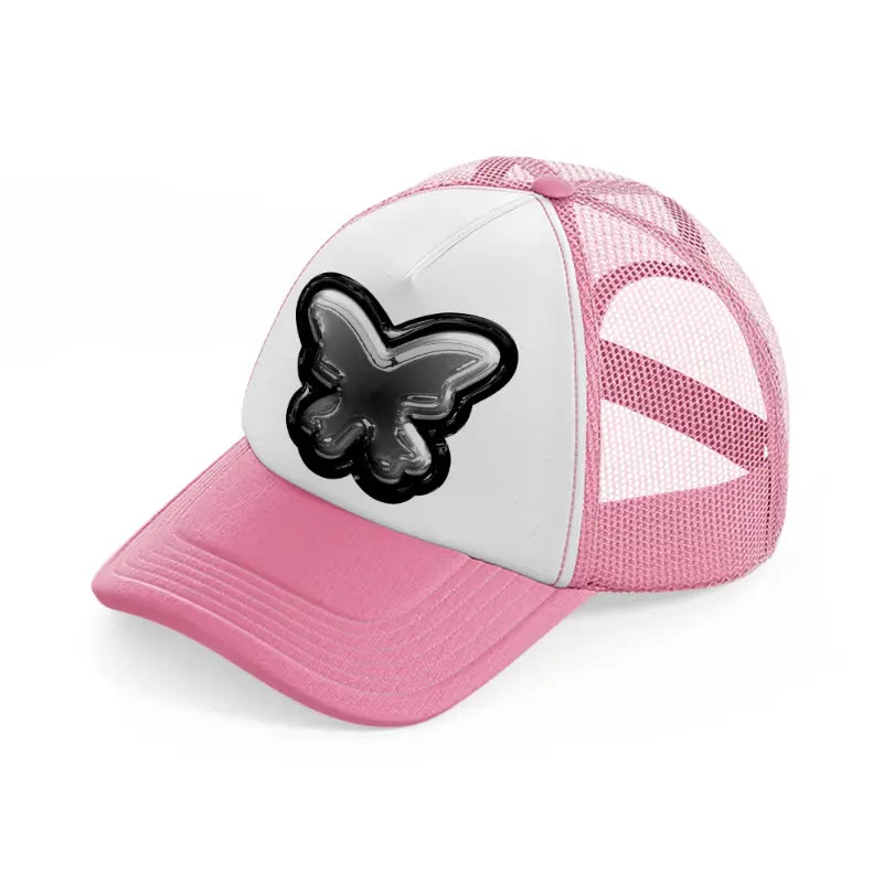 butterfly pink and white trucker hat
