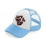 retro elements 108 sky blue trucker hat