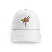 Skeleton And Flamingo Get Ready To Surfwhitefront view