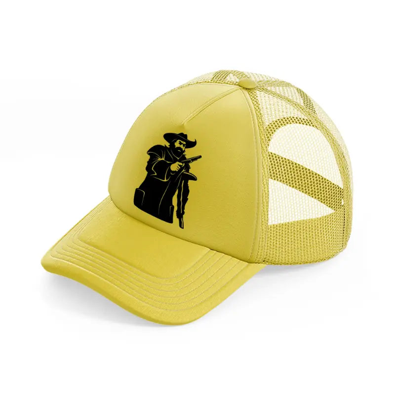 pirate captain & gun gold trucker hat