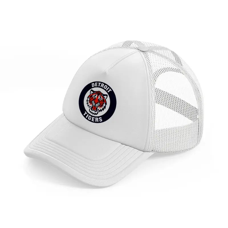 detroit tigers blue badge white trucker hat