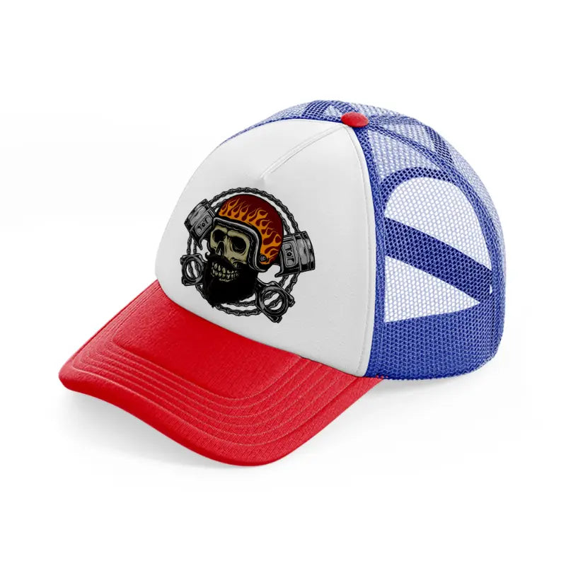 skull fire helmet multicolor trucker hat