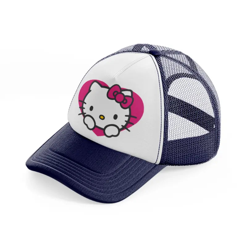 hello kitty love navy blue and white trucker hat