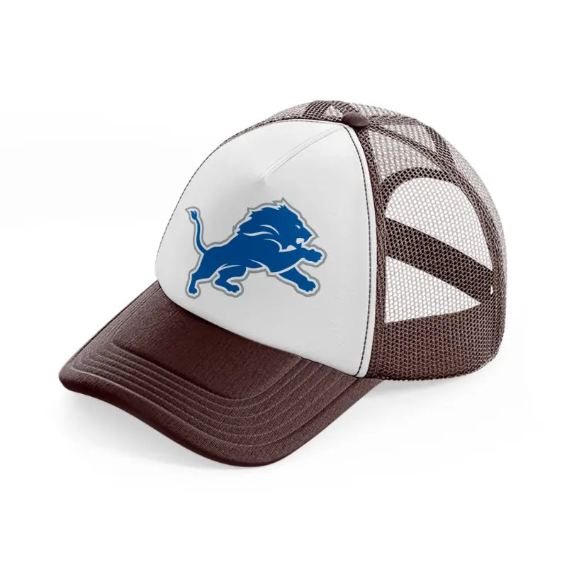 detroit lions emblem brown trucker hat