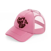 retro elements 108 pink trucker hat