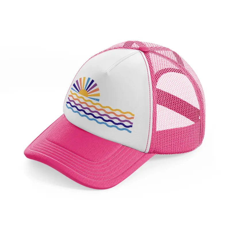 sunset neon pink trucker hat