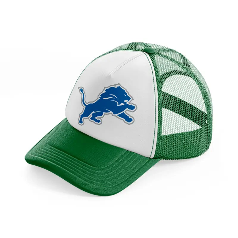 detroit lions emblem green and white trucker hat