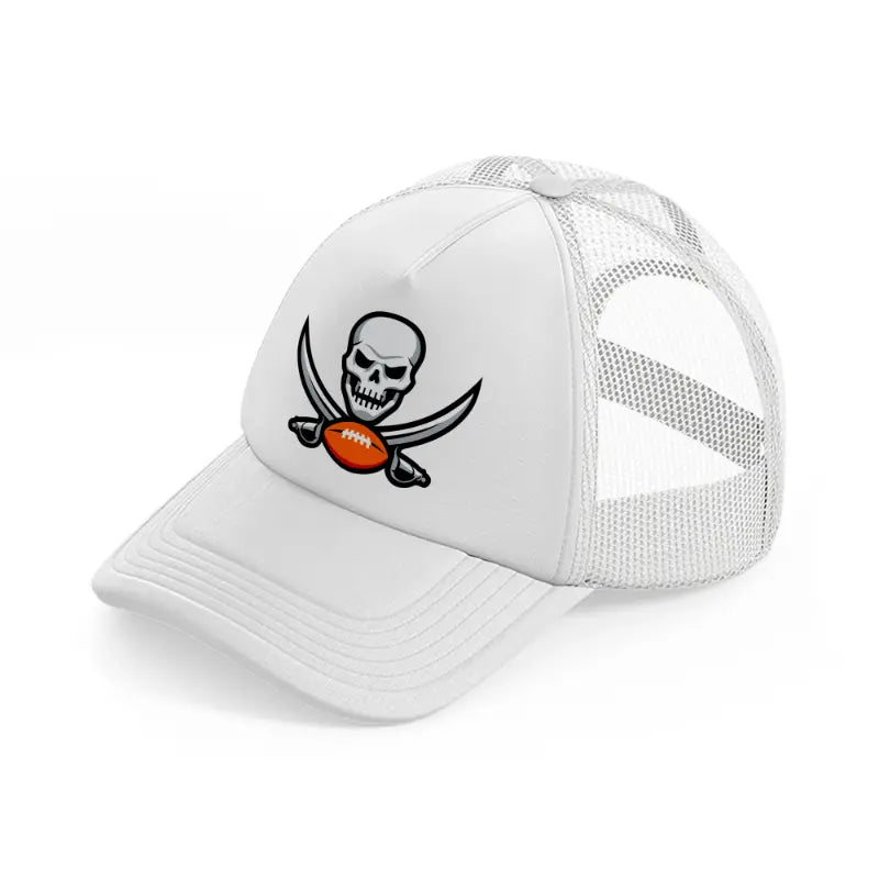 skull football white trucker hat