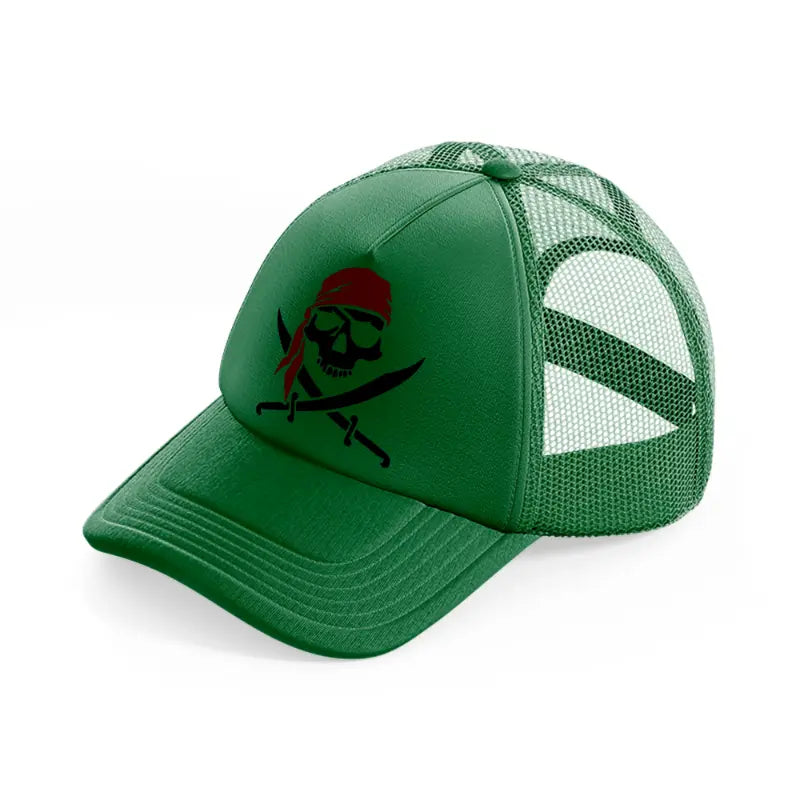 pirate symbol green trucker hat