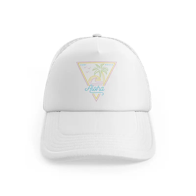 h210805 09 aloha 80s style vintage white trucker hat