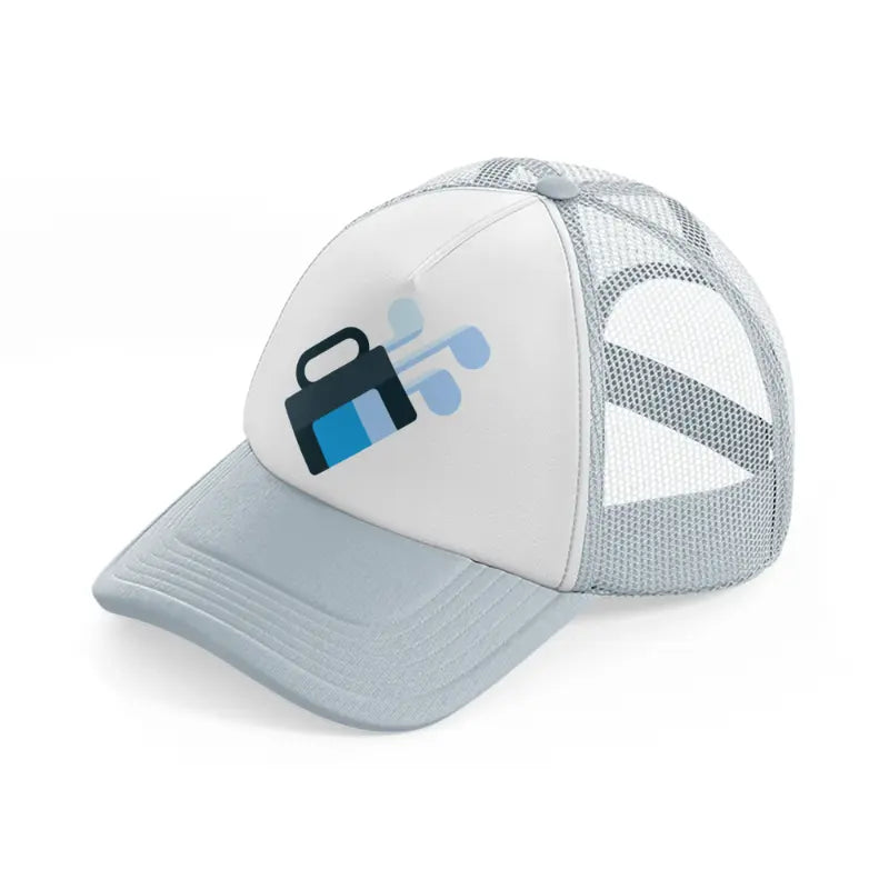 golf bag blue grey trucker hat