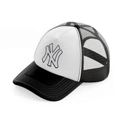 newyork yankees white emblem black and white trucker hat