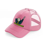 golf ball stick pink trucker hat