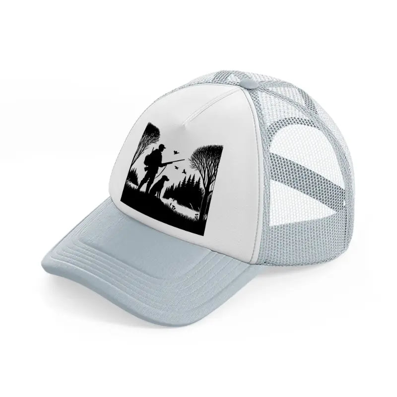 dog & hunter grey trucker hat