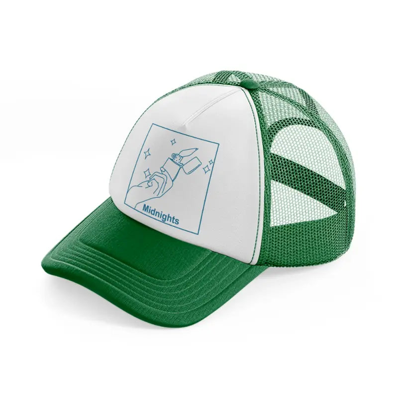 midnights green and white trucker hat
