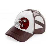 49ers red helmet brown trucker hat