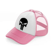 skull black pink and white trucker hat