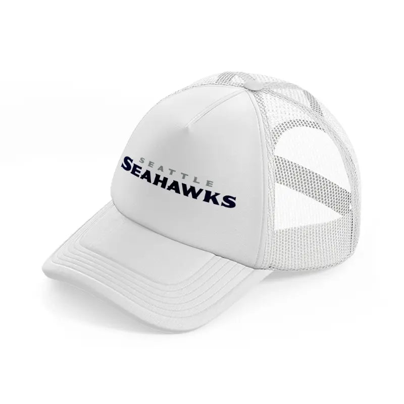 seattle seahawks text white trucker hat