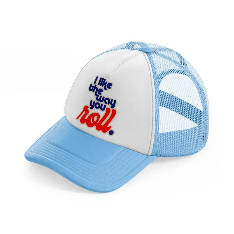 groovy love sentiments gs 04 sky blue trucker hat